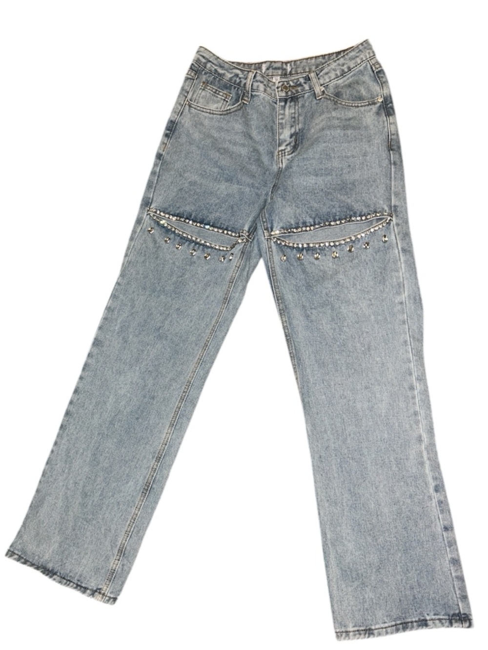 Bedazzled Cut-Out Jeans